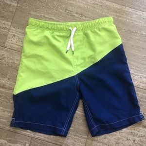 Land’s End Husky Boys Blue and Lime Green Swim Trunks. Size 14-16 Husky.